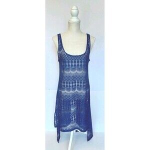 Profile by Gottex Sz SP Royal Blue Open Knit Tank Style High-Lo Swim Suit Cover